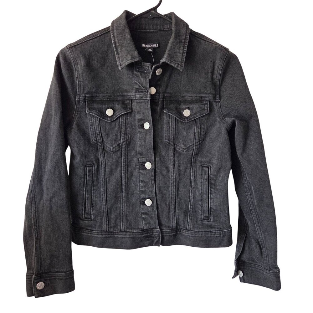 J.Crew Mercantile Womens Size XS Black Denim Jacket Cotton Blend Outerwear NEW